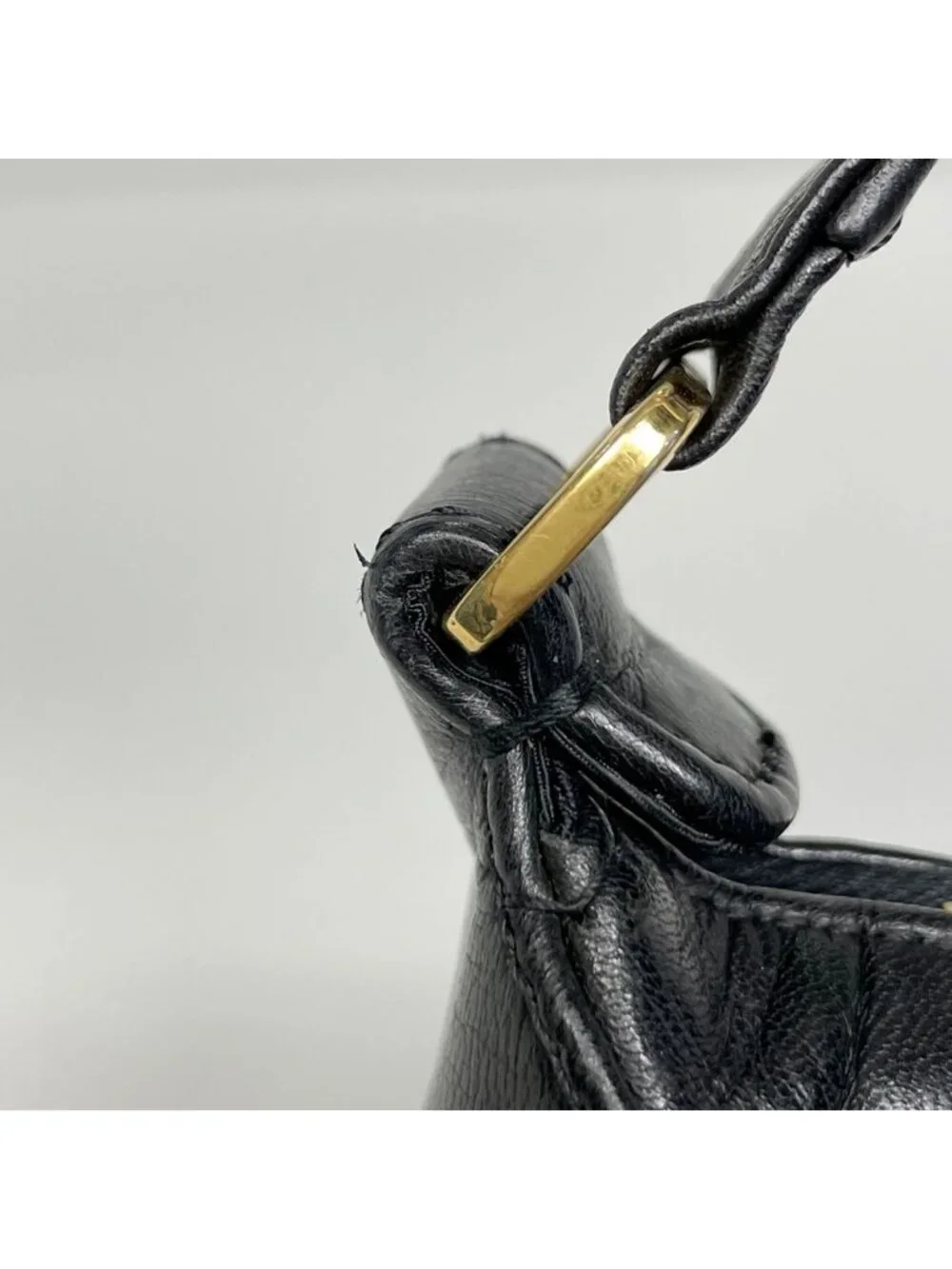 Chanel Choco Bar Shoulder Bag CC Logo Leather Black